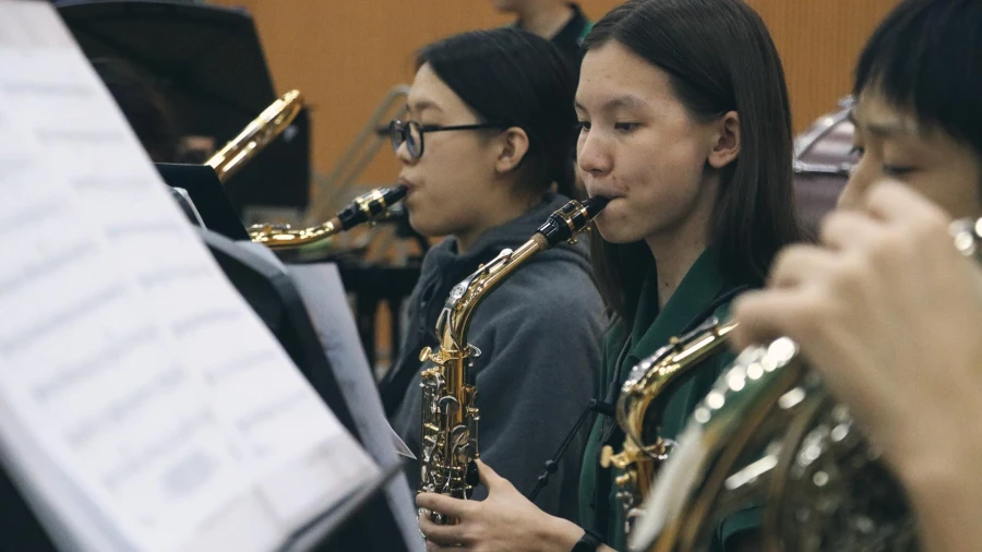 International School of Wuxi Middle School band practicing for their concert
